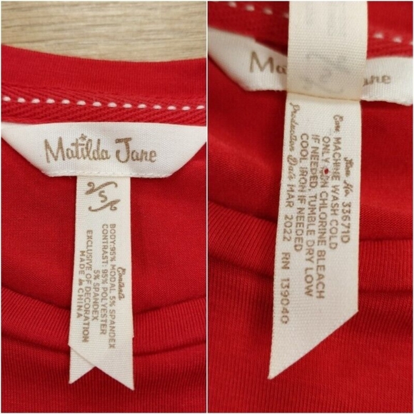 MATILDA JANE Enchanted Garden Dress Tiered Knit & Eyelet Red Oversized Small - Picture 9 of 13